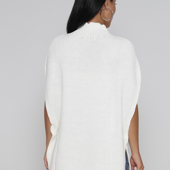 Chunky Mock neck snap button cape sweater - Picture 4 of 5